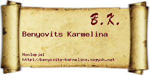Benyovits Karmelina névjegykártya